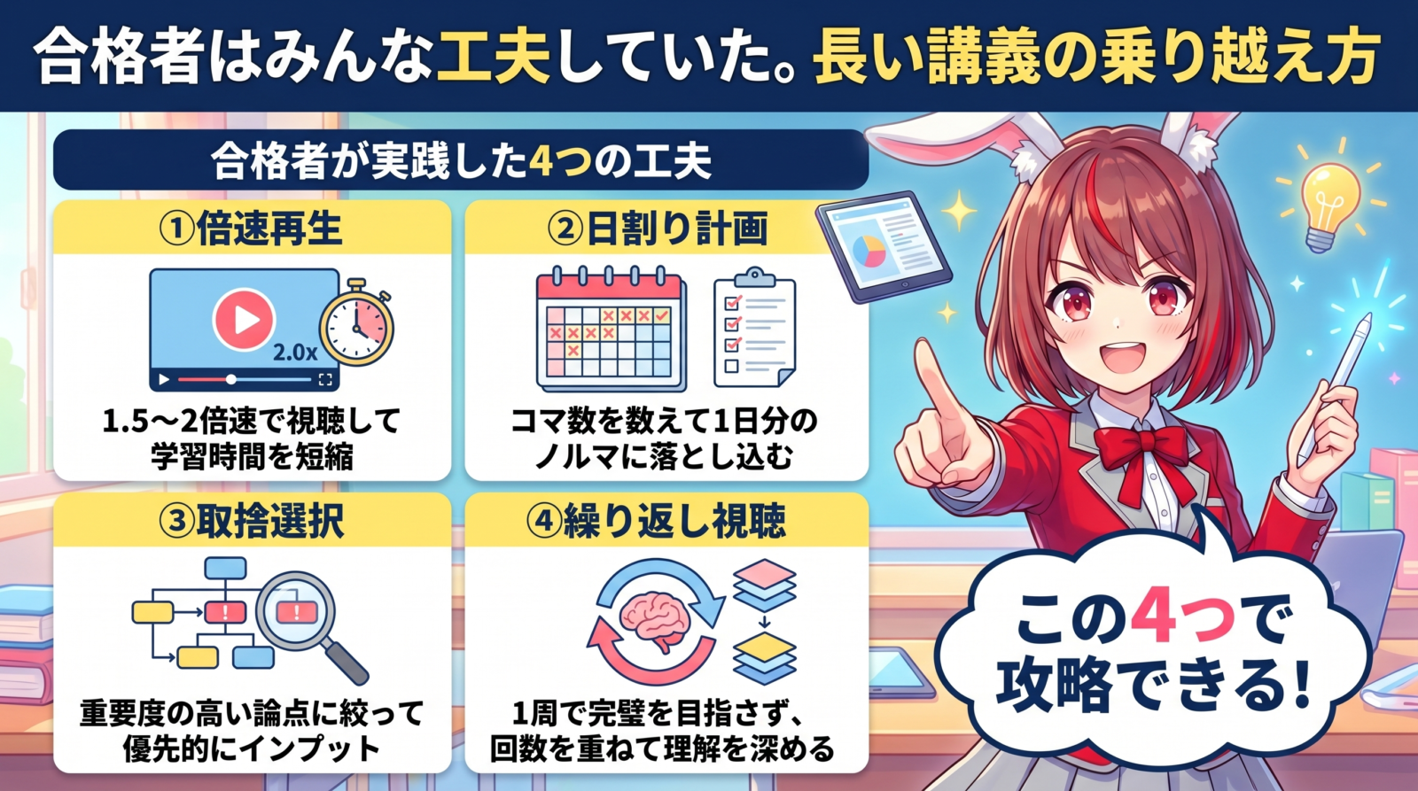 アガルート行政書士講座 講義時間への対処法 図解