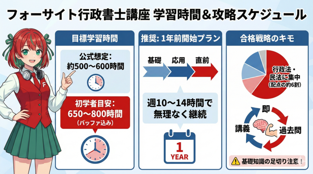 フォーサイト行政書士講座 学習時間・スケジュール 図解2