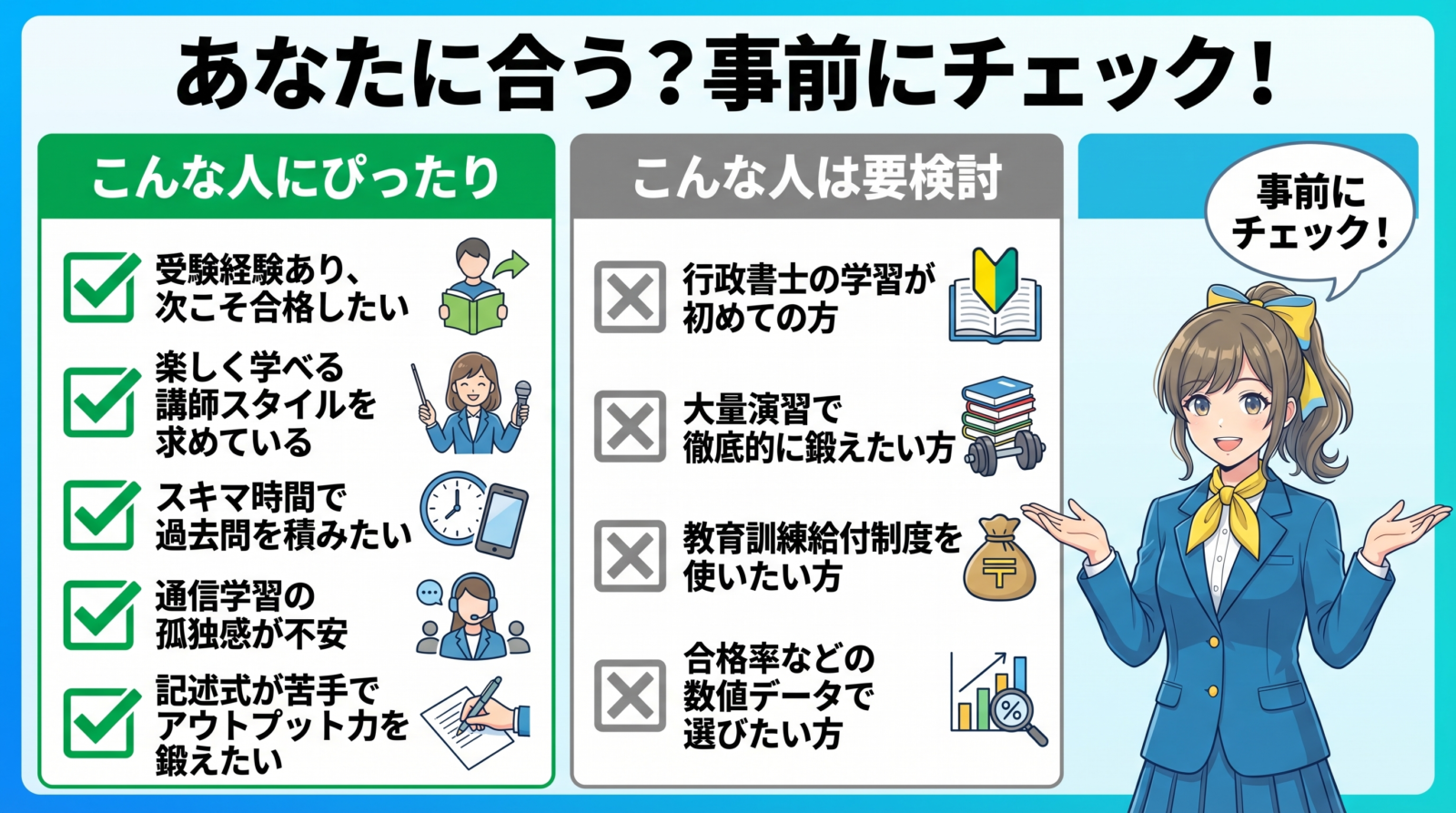 資格スクエア行政書士講座 中上級合格講座の図解