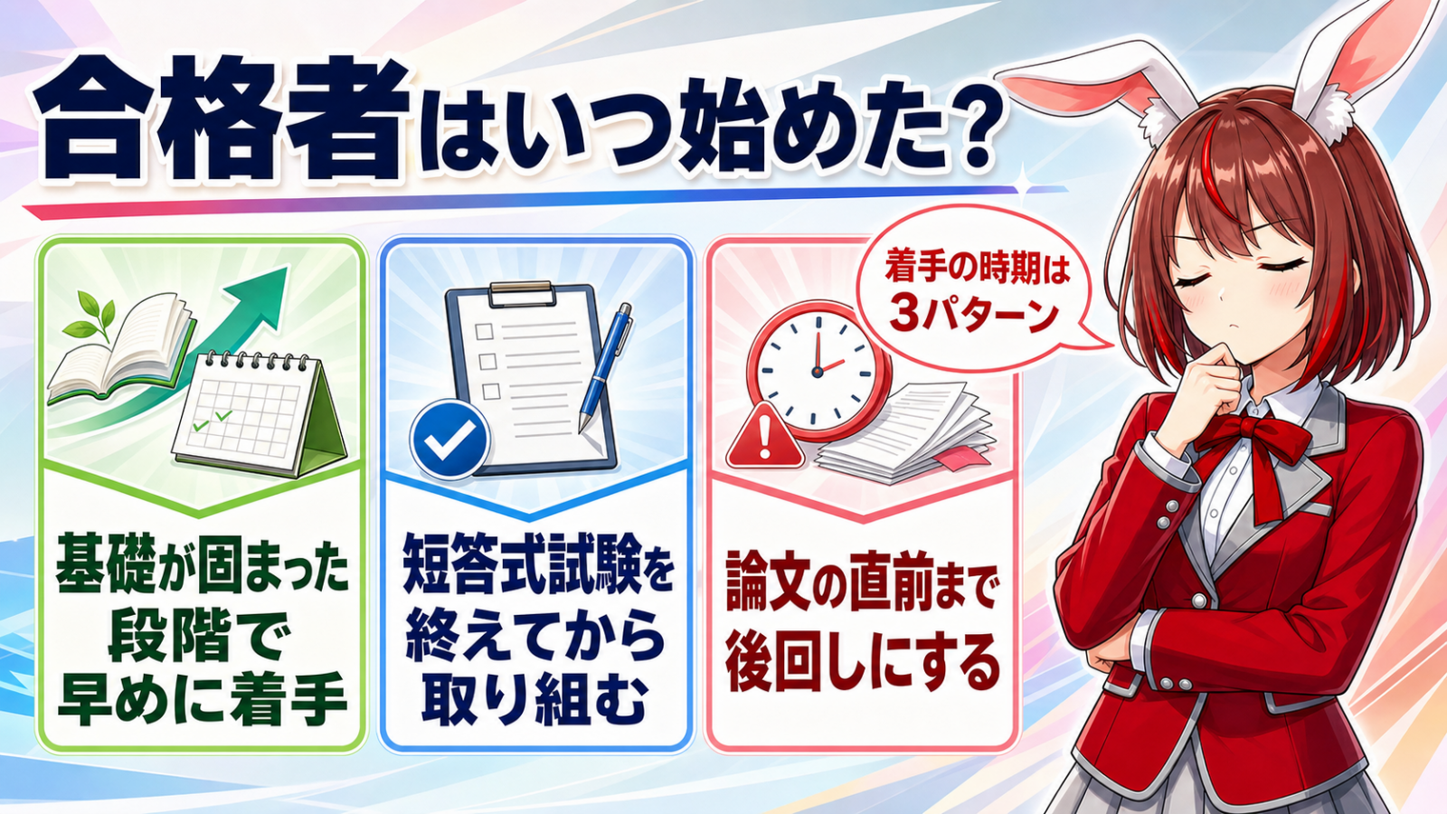 合格者の選択科目の学習開始時期
